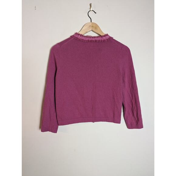 Boden Pink Sequin Beaded Neckline 3/4 Sleeve Cardigan - Picture 6 of 7